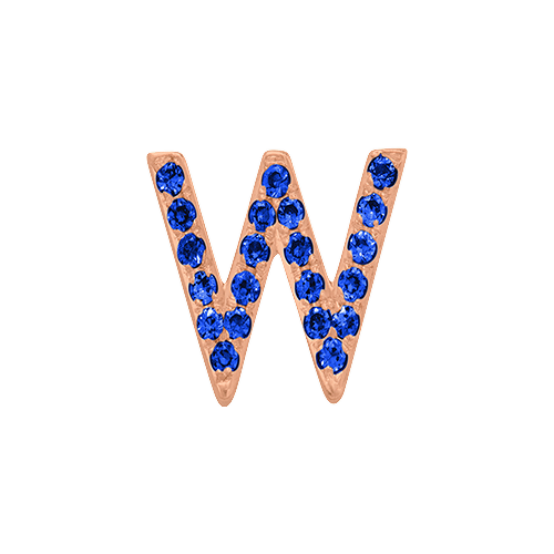 Blue Sapphire + 14k Rose Gold Letter Charm