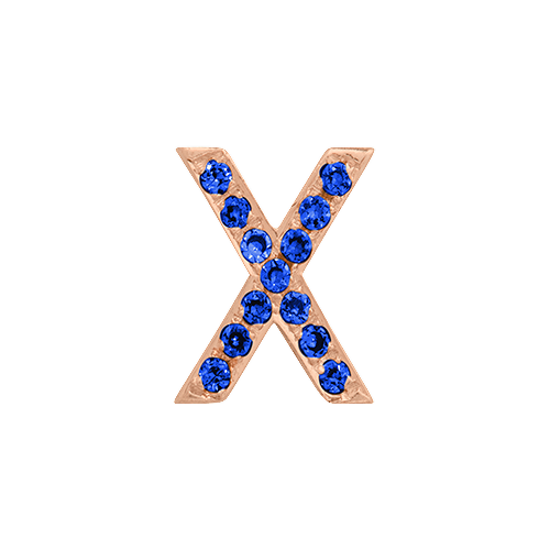 Blue Sapphire + 14k Rose Gold Letter Charm