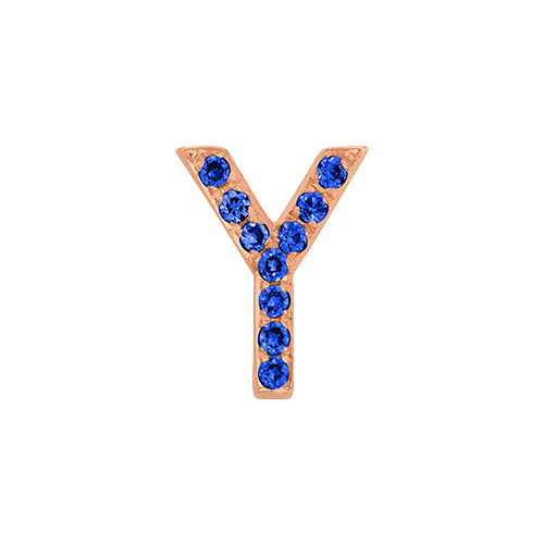Blue Sapphire + 14k Rose Gold Letter Charm