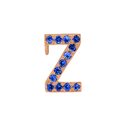 Blue Sapphire + 14k Rose Gold Letter Charm