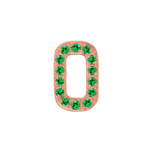 Green Garnet + 14k Rose Gold Number Charm