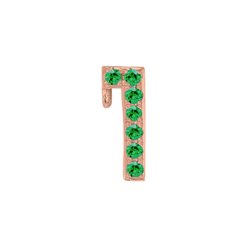 Green Garnet + 14k Rose Gold Number Charm