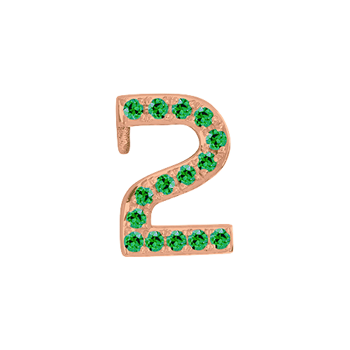 Green Garnet + 14k Rose Gold Number Charm