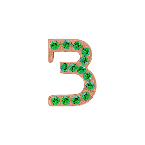 Green Garnet + 14k Rose Gold Number Charm