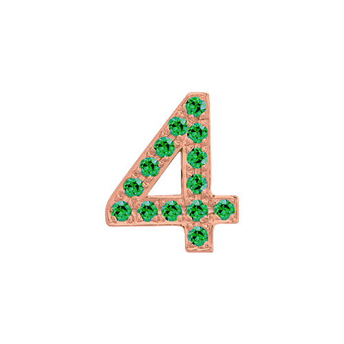 Green Garnet + 14k Rose Gold Number Charm