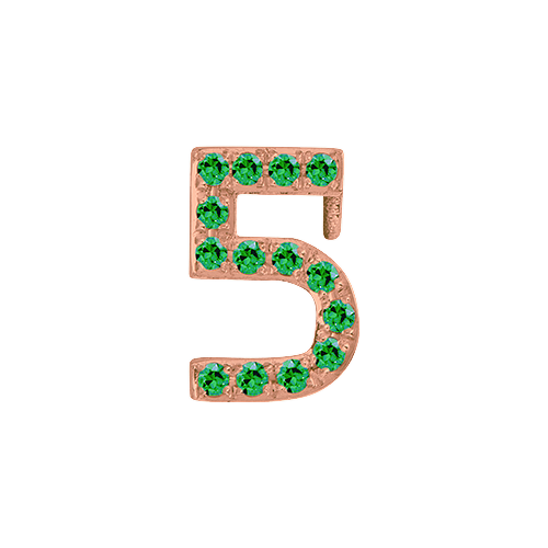 Green Garnet + 14k Rose Gold Number Charm