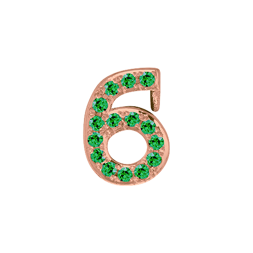 Green Garnet + 14k Rose Gold Number Charm