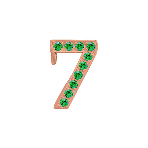 Green Garnet + 14k Rose Gold Number Charm