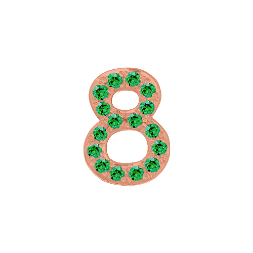 Green Garnet + 14k Rose Gold Number Charm