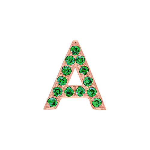 Green Garnet + 14k Rose Gold Letter Charm