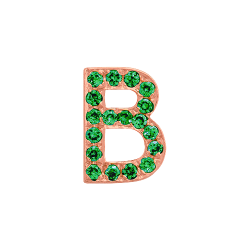 Green Garnet + 14k Rose Gold Letter Charm