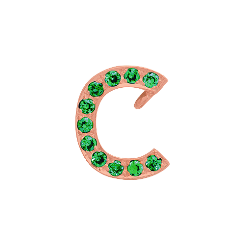 Green Garnet + 14k Rose Gold Letter Charm