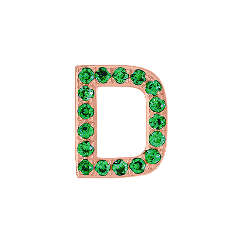 Green Garnet + 14k Rose Gold Letter Charm