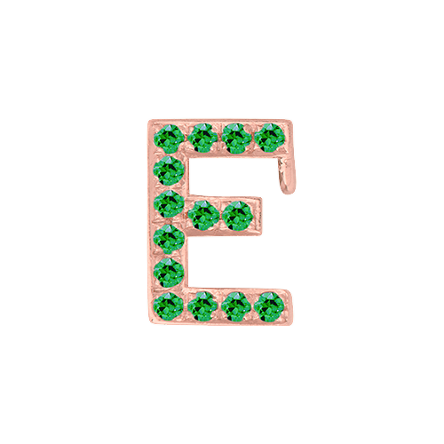 Green Garnet + 14k Rose Gold Letter Charm