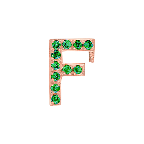 Green Garnet + 14k Rose Gold Letter Charm