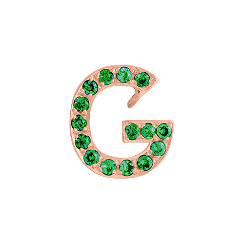 Green Garnet + 14k Rose Gold Letter Charm