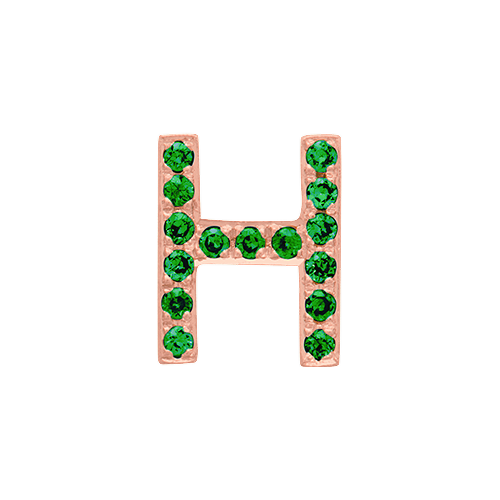 Green Garnet + 14k Rose Gold Letter Charm