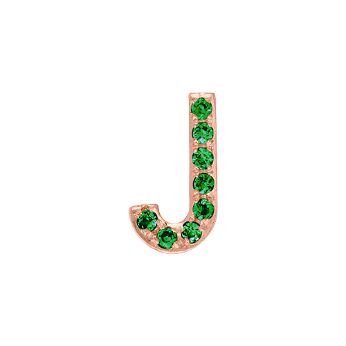 Green Garnet + 14k Rose Gold Letter Charm