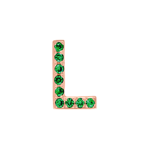 Green Garnet + 14k Rose Gold Letter Charm