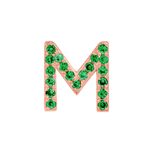 Green Garnet + 14k Rose Gold Letter Charm