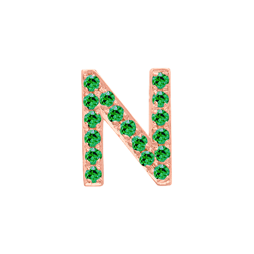 Green Garnet + 14k Rose Gold Letter Charm