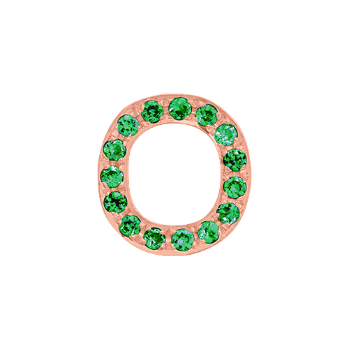 Green Garnet + 14k Rose Gold Letter Charm