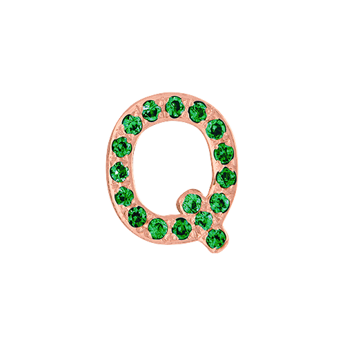 Green Garnet + 14k Rose Gold Letter Charm