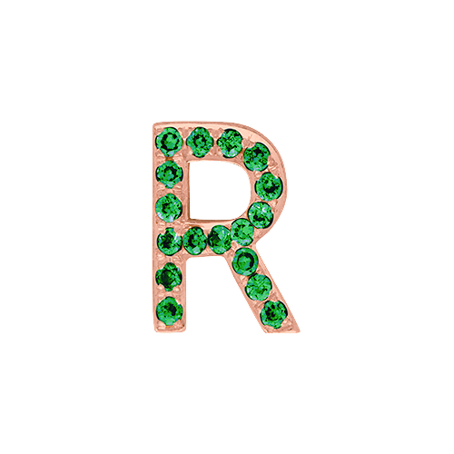 Green Garnet + 14k Rose Gold Letter Charm