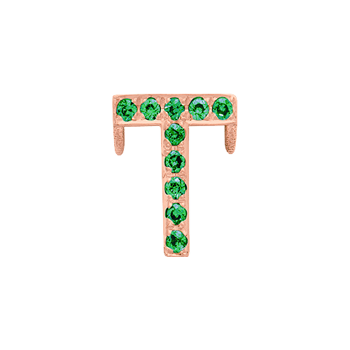 Green Garnet + 14k Rose Gold Letter Charm