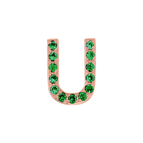 Green Garnet + 14k Rose Gold Letter Charm