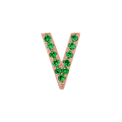 Green Garnet + 14k Rose Gold Letter Charm