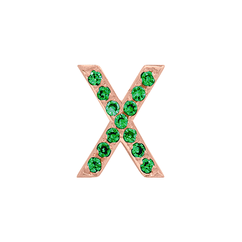 Green Garnet + 14k Rose Gold Letter Charm