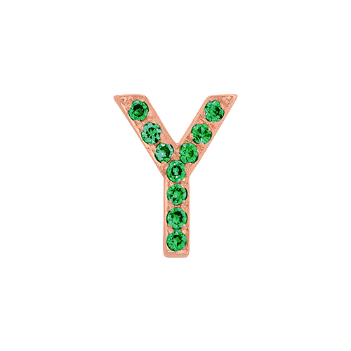 Green Garnet + 14k Rose Gold Letter Charm