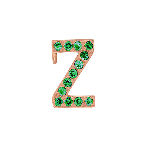Green Garnet + 14k Rose Gold Letter Charm