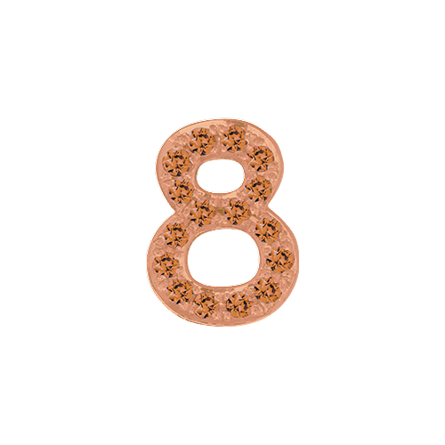 Orange Sapphire + 14k Rose Gold Number Charm