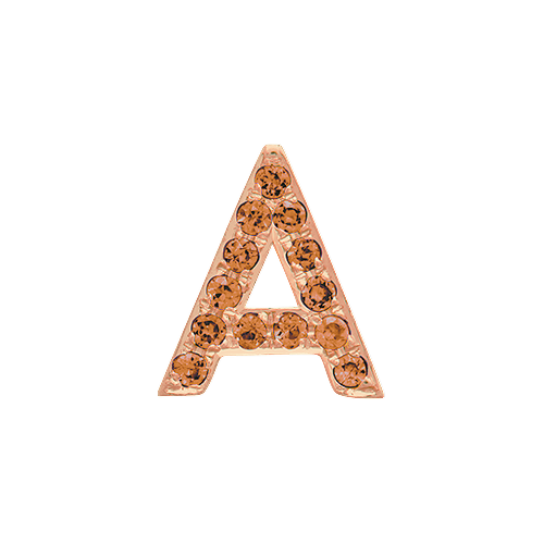 Orange Sapphire + 14k Rose Gold Letter Charm