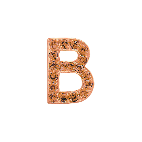 Orange Sapphire + 14k Rose Gold Letter Charm