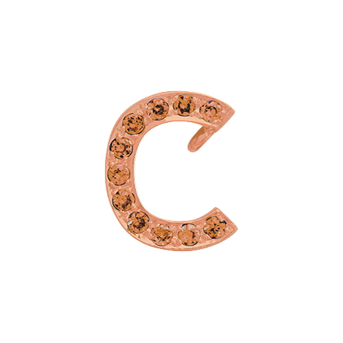 Orange Sapphire + 14k Rose Gold Letter Charm