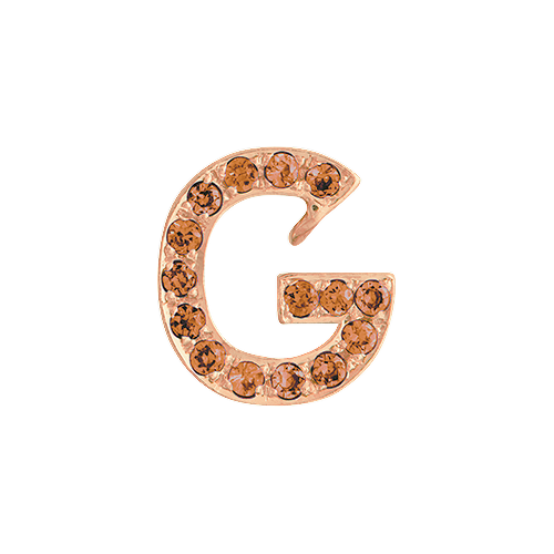 Orange Sapphire + 14k Rose Gold Letter Charm