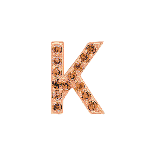 Orange Sapphire + 14k Rose Gold Letter Charm