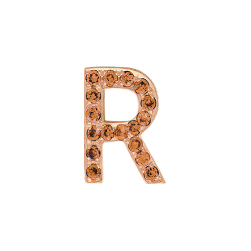 Orange Sapphire + 14k Rose Gold Letter Charm