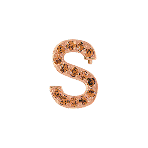 Orange Sapphire + 14k Rose Gold Letter Charm