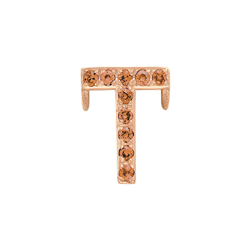 Orange Sapphire + 14k Rose Gold Letter Charm
