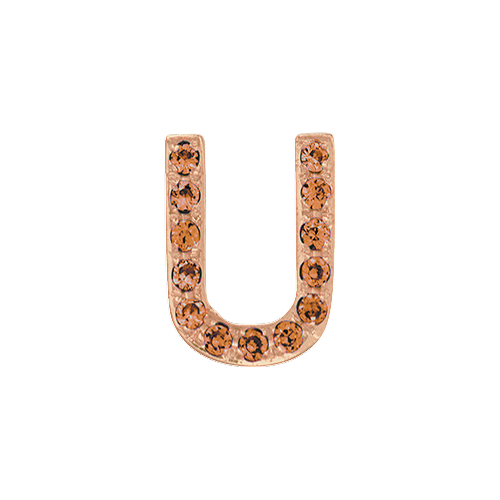 Orange Sapphire + 14k Rose Gold Letter Charm