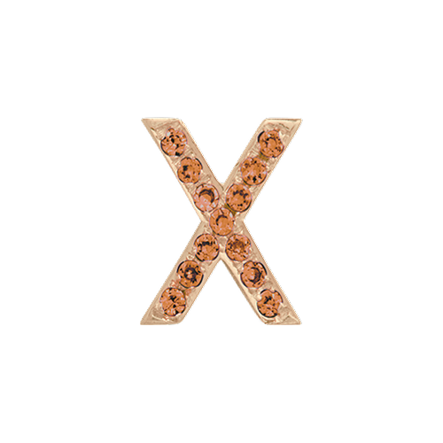 Orange Sapphire + 14k Rose Gold Letter Charm