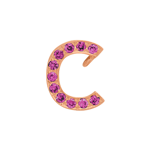 Pink Sapphire + 14k Rose Gold Letter Charm