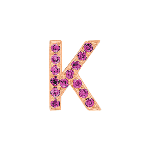 Pink Sapphire + 14k Rose Gold Letter Charm
