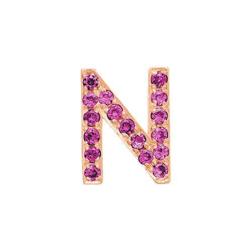 Pink Sapphire + 14k Rose Gold Letter Charm