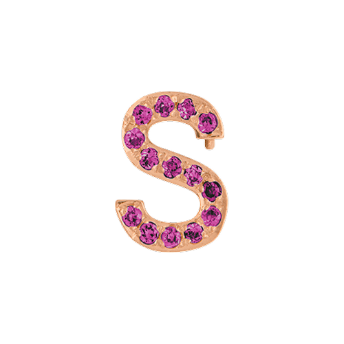 Pink Sapphire + 14k Rose Gold Letter Charm