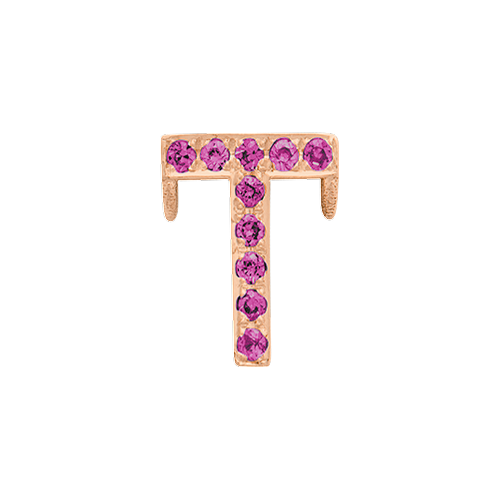 Pink Sapphire + 14k Rose Gold Letter Charm